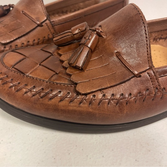 Giorgio Brutini Loafers Milan Shoes Mens Size 8 D Brown Leather Weave Tasseled - Picture 10 of 12